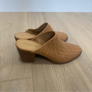 MADEWELL l The Harper Woven Mule Amber Brown Heel Summer Tan Casual Size 9